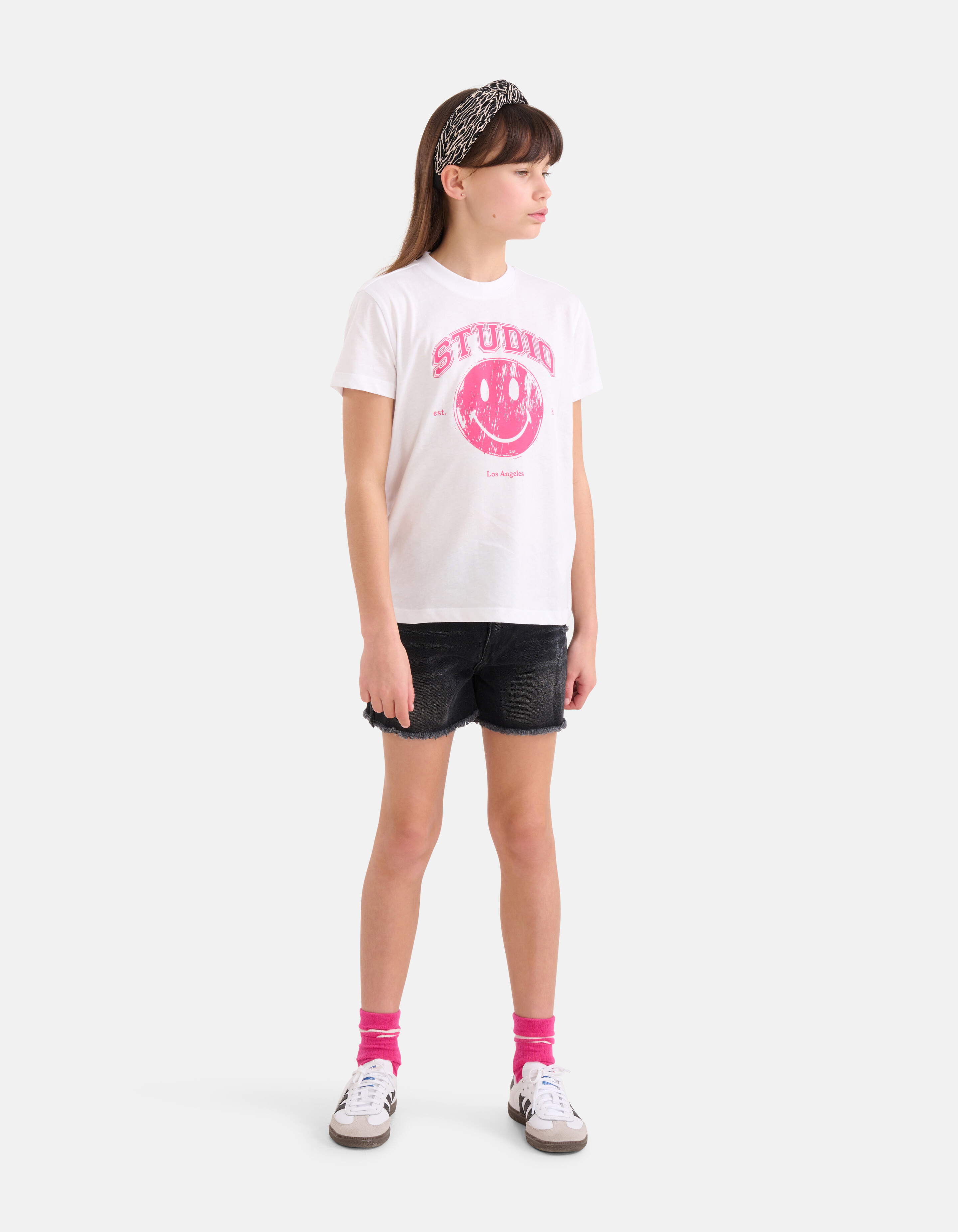 Kunstwerk Smiley T-shirt Wit SHOEBY GIRLS