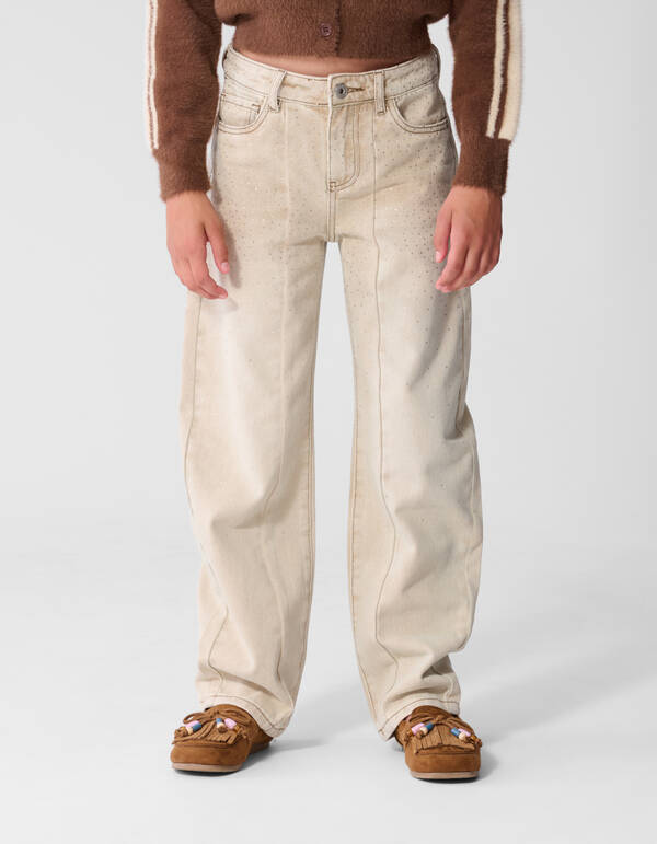 Strass Barrel Fit Jeans in Sand SHOEBY GIRLS