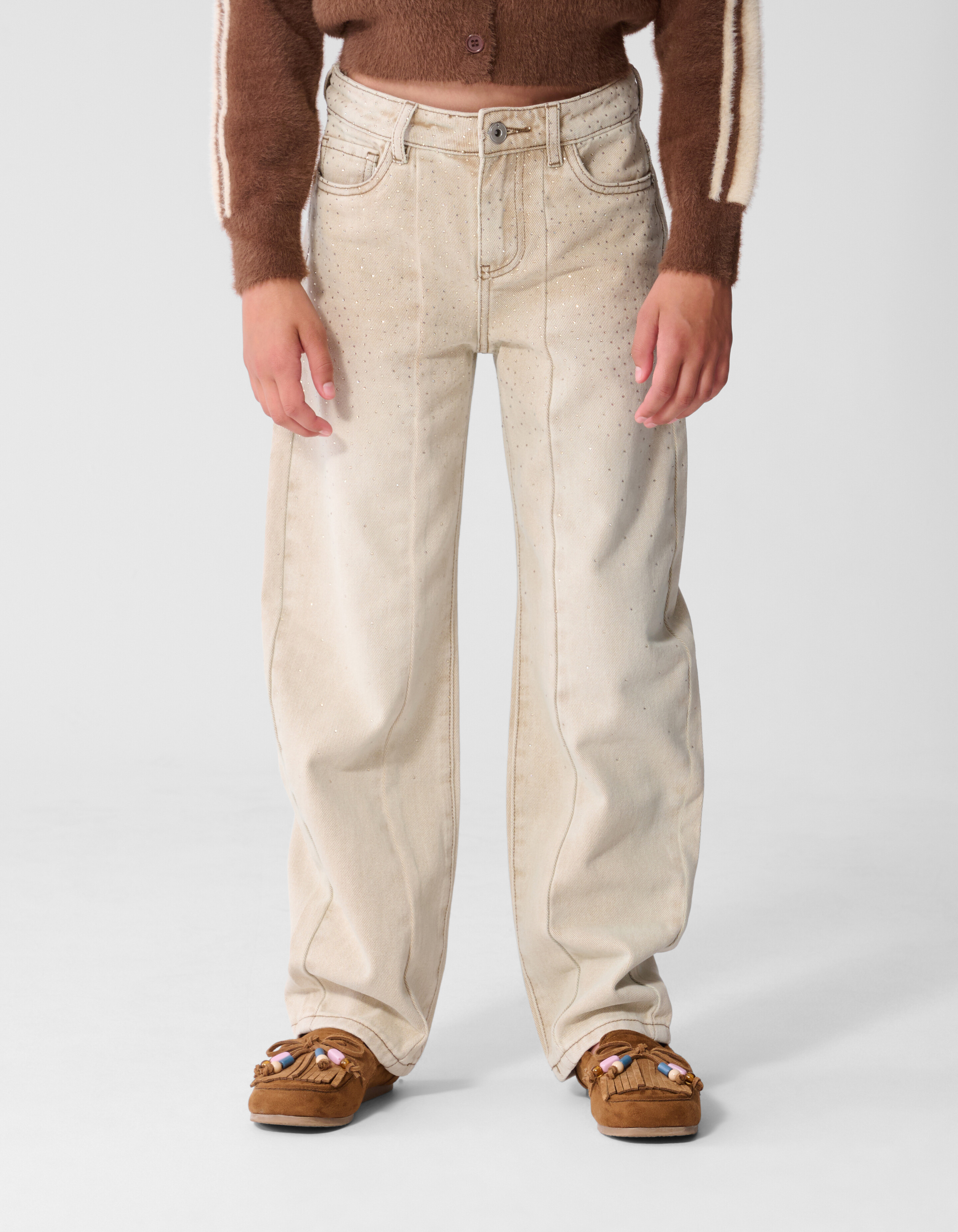 Strass Barrel Fit Jeans in Sand SHOEBY GIRLS