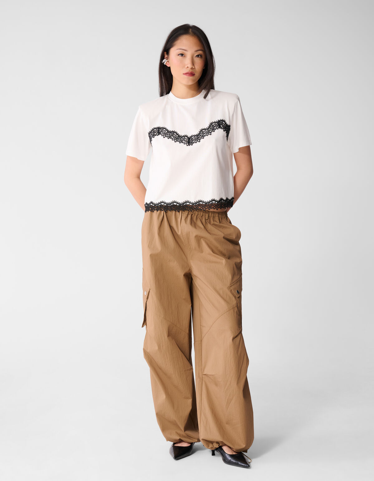 Kanten T-Shirt Wei&szlig; SHOEBY WOMEN