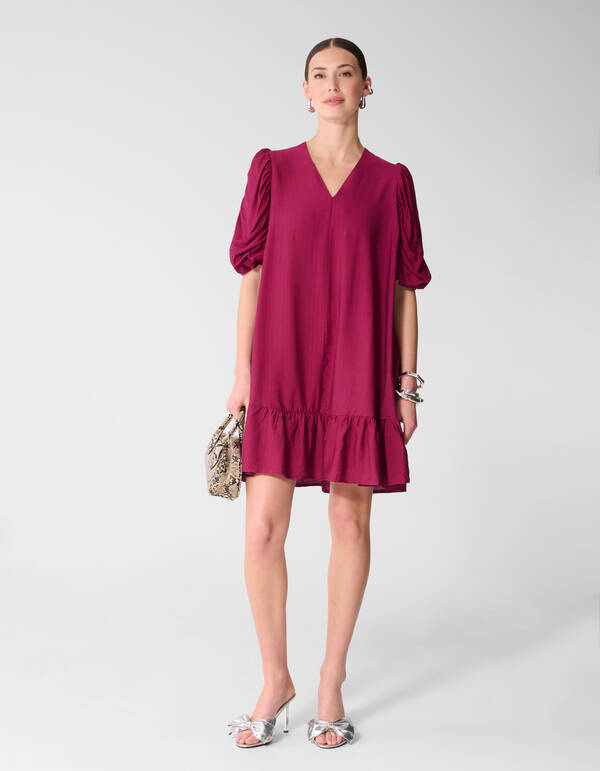 Mini-Kleid mit Puff&auml;rmeln Lila SHOEBY WOMEN