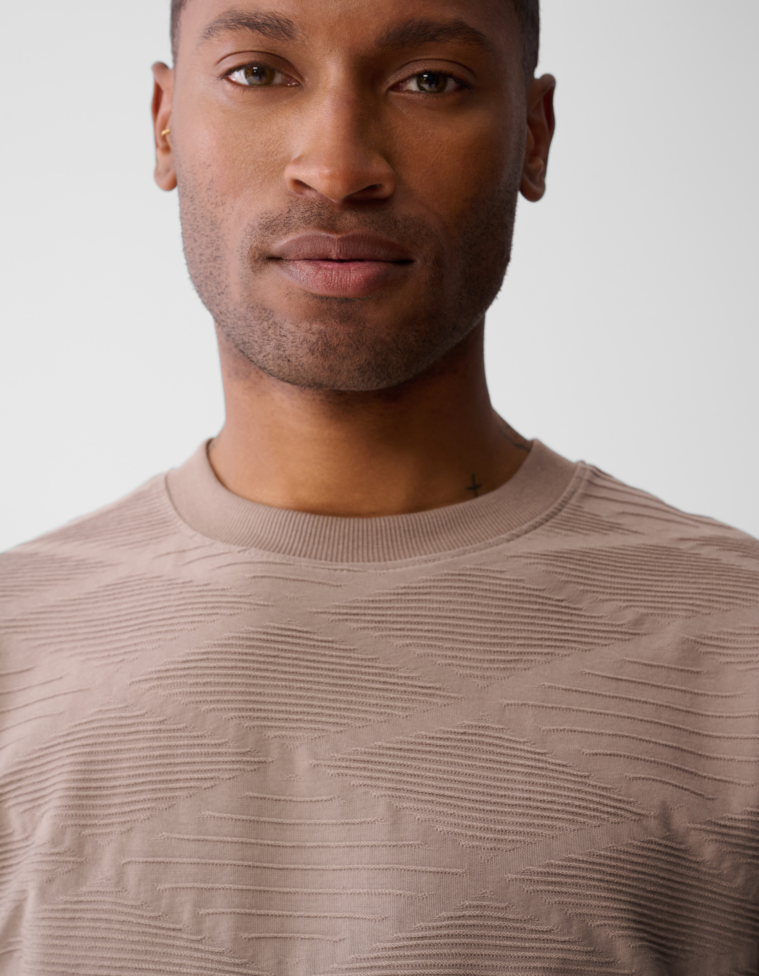 Wellenstruktur-T-Shirt Hellbraun SHOEBY MEN