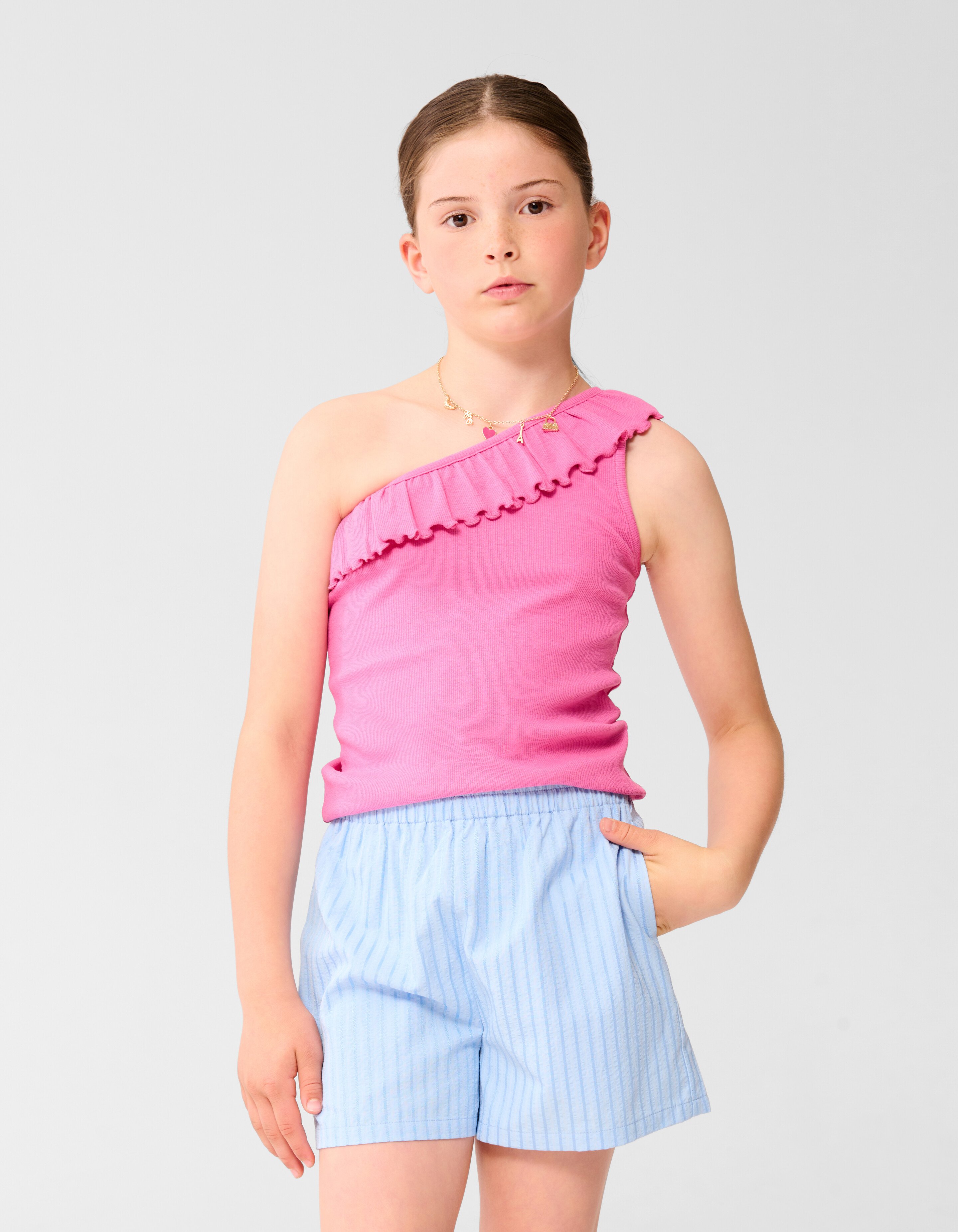 Ein-Schulter-Rippen-Top Rosa SHOEBY GIRLS
