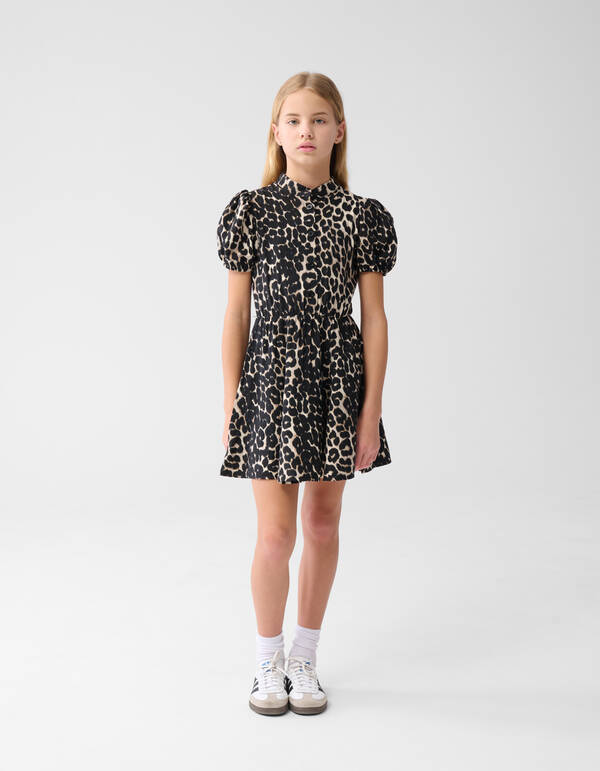 Bedrucktes Leopardenkleid Hellbraun SHOEBY GIRLS