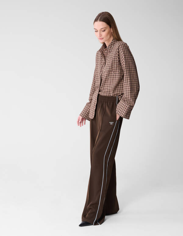 Sportliche Piping-Hose mit weitem Bein, Braun SHOEBY WOMEN