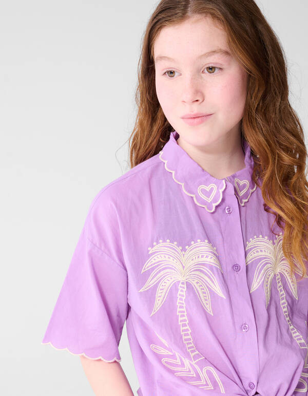 Tropische Stickerei Bluse Lila SHOEBY GIRLS