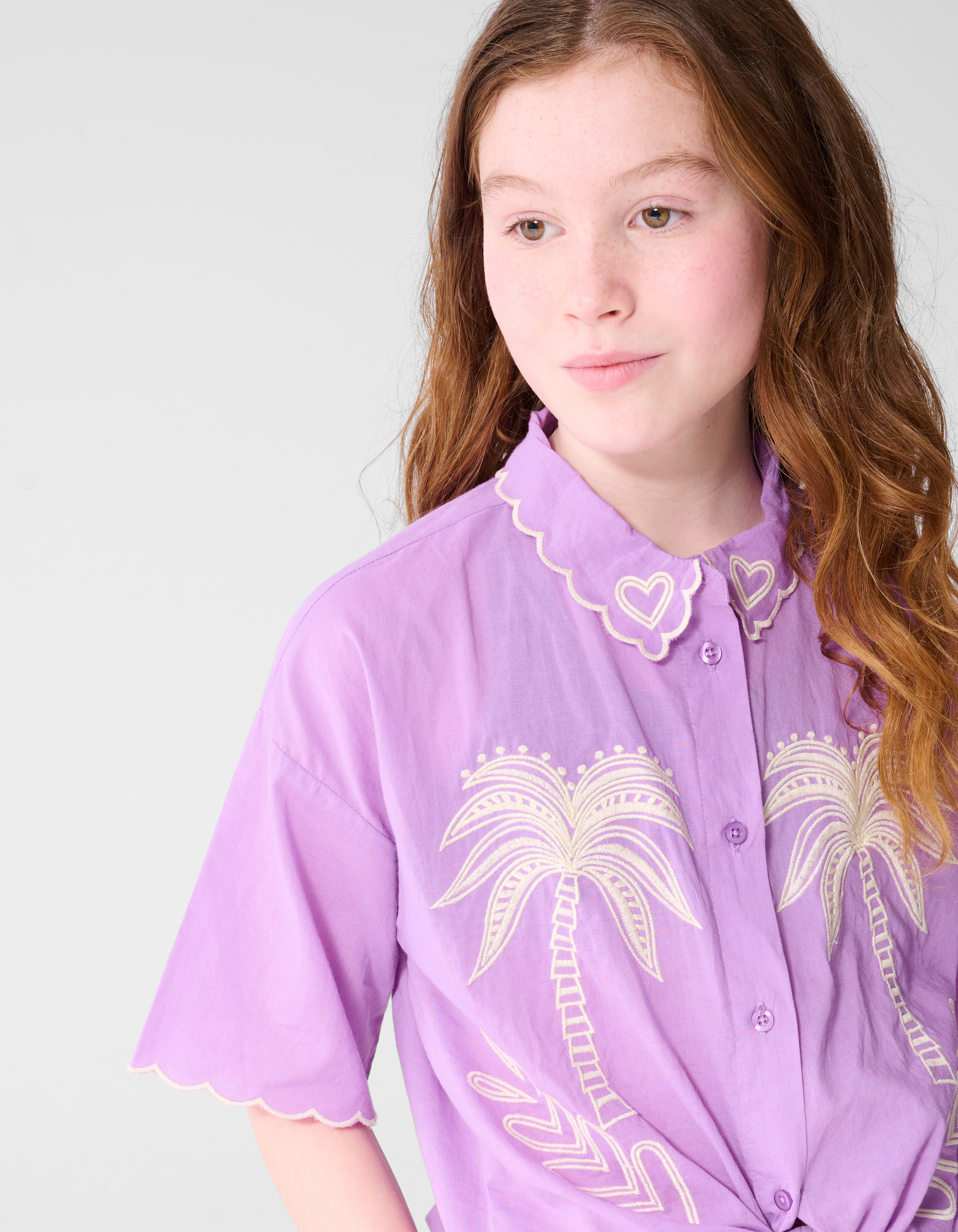 Tropische Stickerei Bluse Lila SHOEBY GIRLS