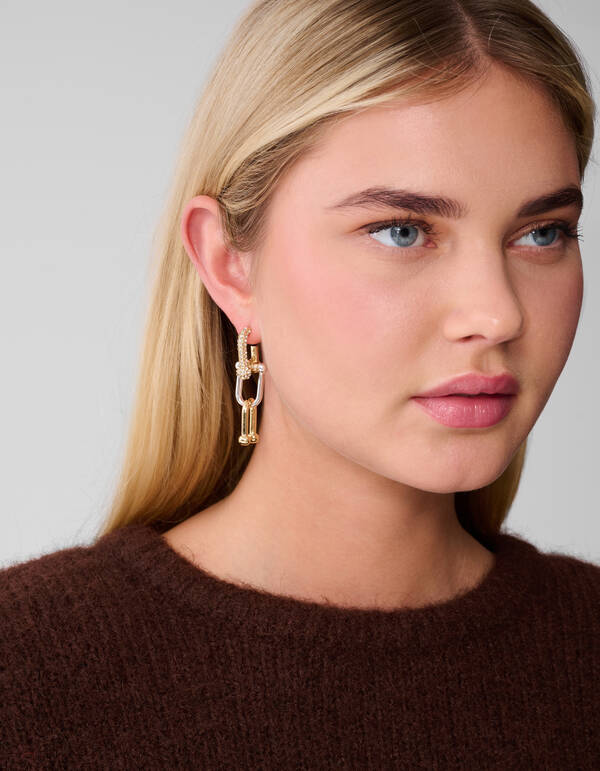 Link Strass Ohrringe Gold SHOEBY ACCESSOIRES