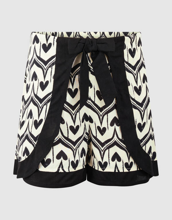 Herz-Print Skort Gebrochen Wei&szlig;/Schwarz SHOEBY GIRLS