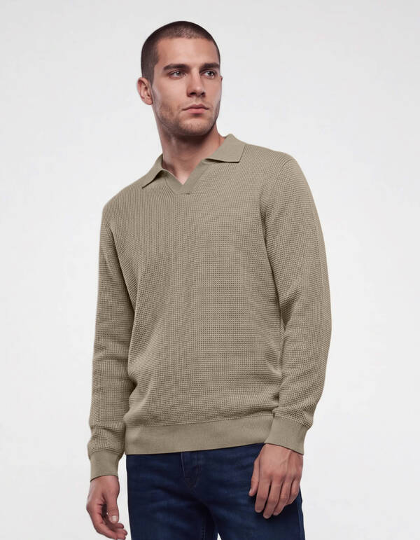 Gestrickter Polo-Pullover Gr&uuml;n SHOEBY MEN