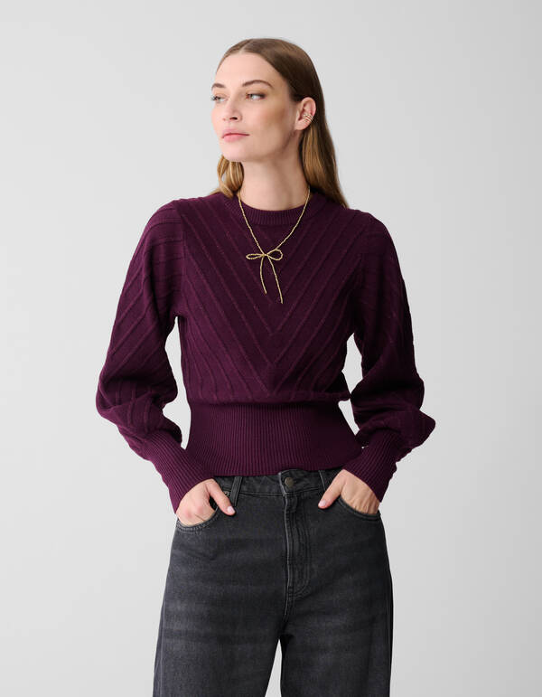 Glitzernder Strickpullover, Dunkelrot SHOEBY WOMEN