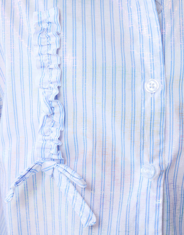 Gl&auml;nzende Nadelstreifenbluse Hellblau SHOEBY GIRLS