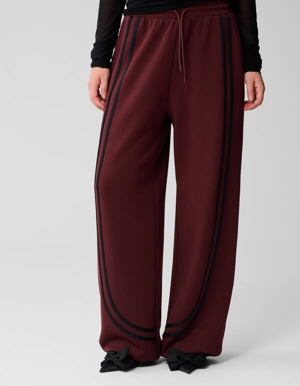 Stripe Jogger Wide Leg Hose Dunkelrot SHOEBY WOMEN
