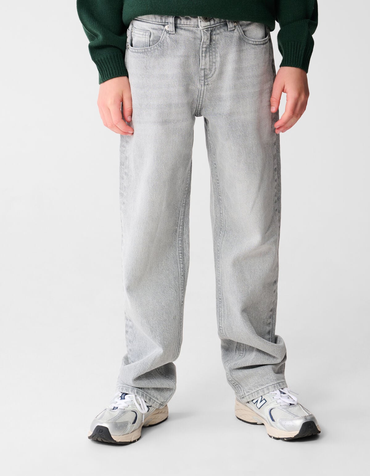 Baggy Fit Jeans Hellgrau SHOEBY BOYS