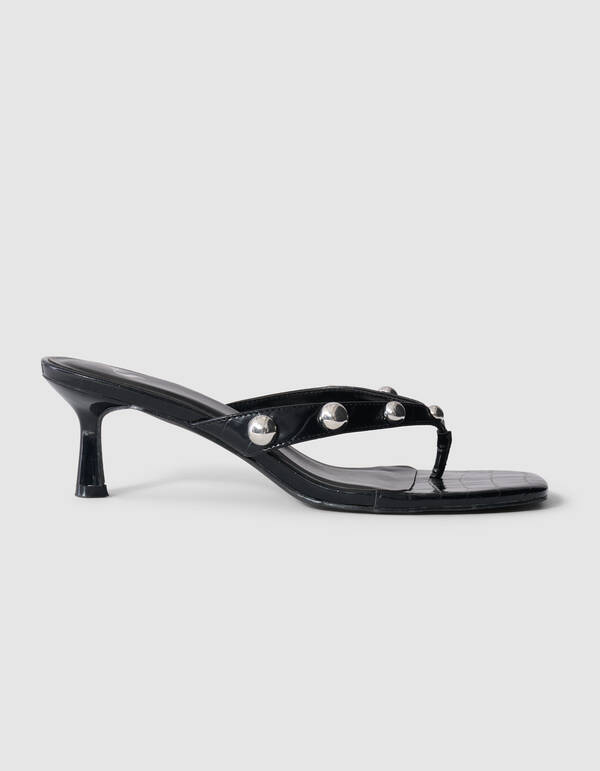 Nieten Slipper Abs&auml;tze Schwarz SHOEBY SHOES