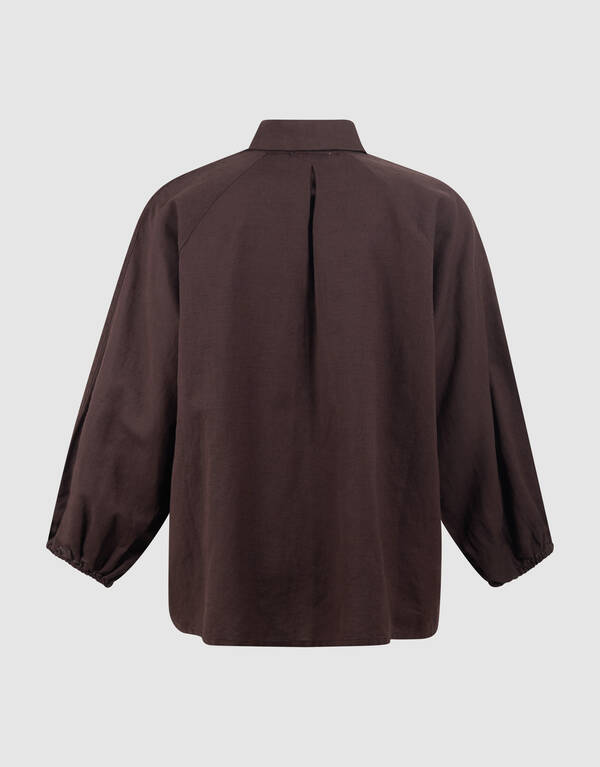 Plissierte Stickbluse Dunkelbraun von Mieke SHOEBY WOMEN