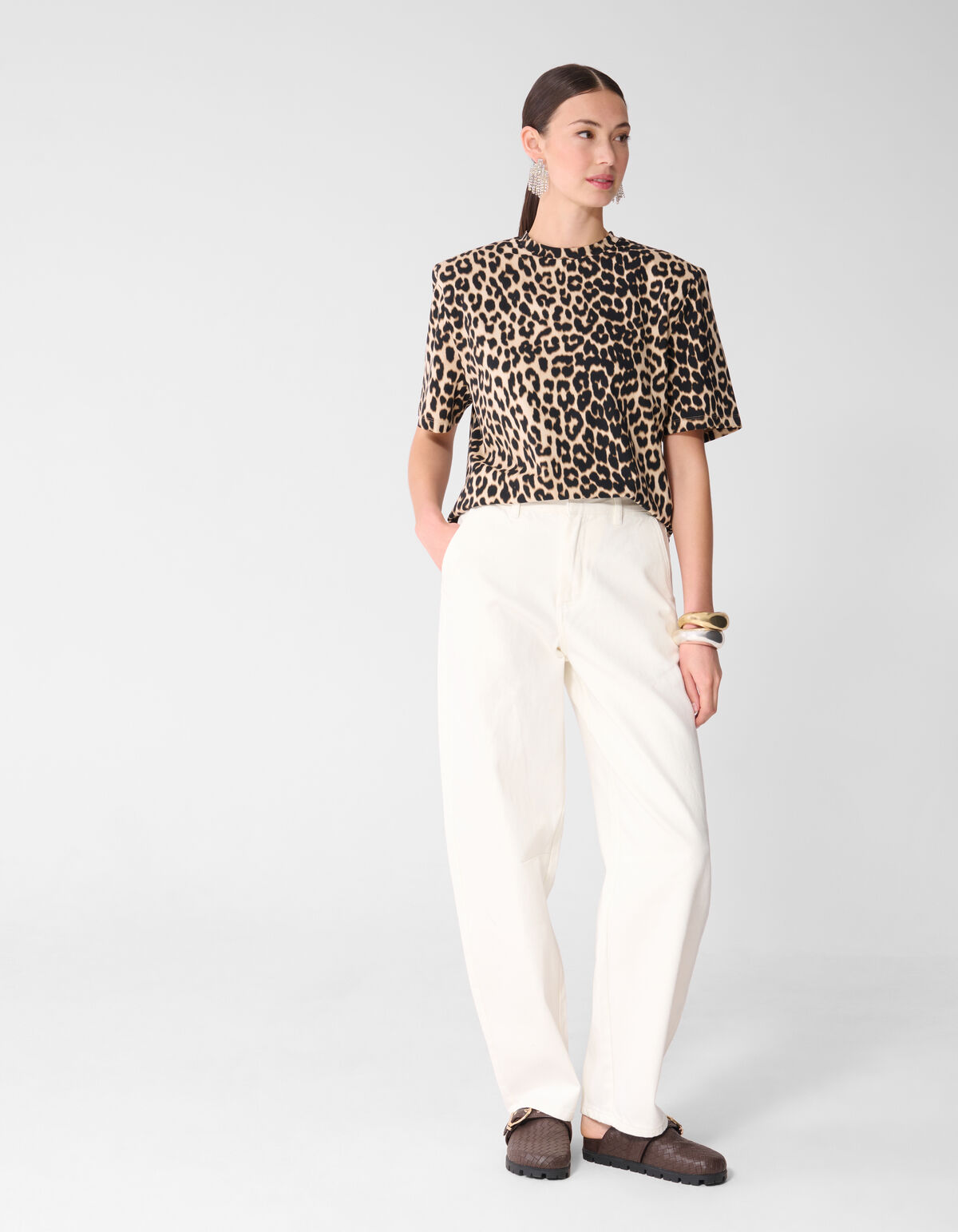 Leopard Gepolstertes T-Shirt Braun SHOEBY WOMEN