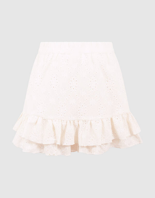 Stickerei R&uuml;schen Skort Wei&szlig; SHOEBY GIRLS