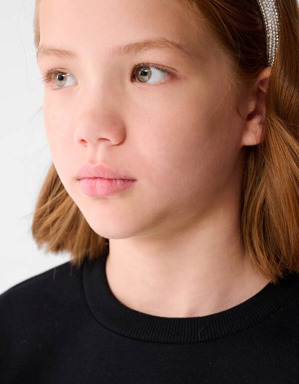 Pullover mit R&uuml;schenstickerei Schwarz SHOEBY GIRLS