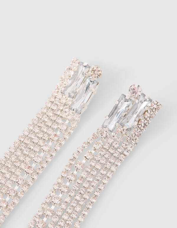 Lange Strass-Ohrringe aus Silber SHOEBY ACCESSOIRES