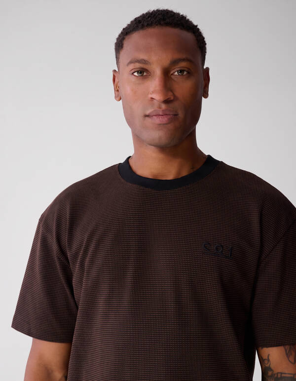 Wabenmuster-T-Shirt Dunkelbraun SHOEBY MEN