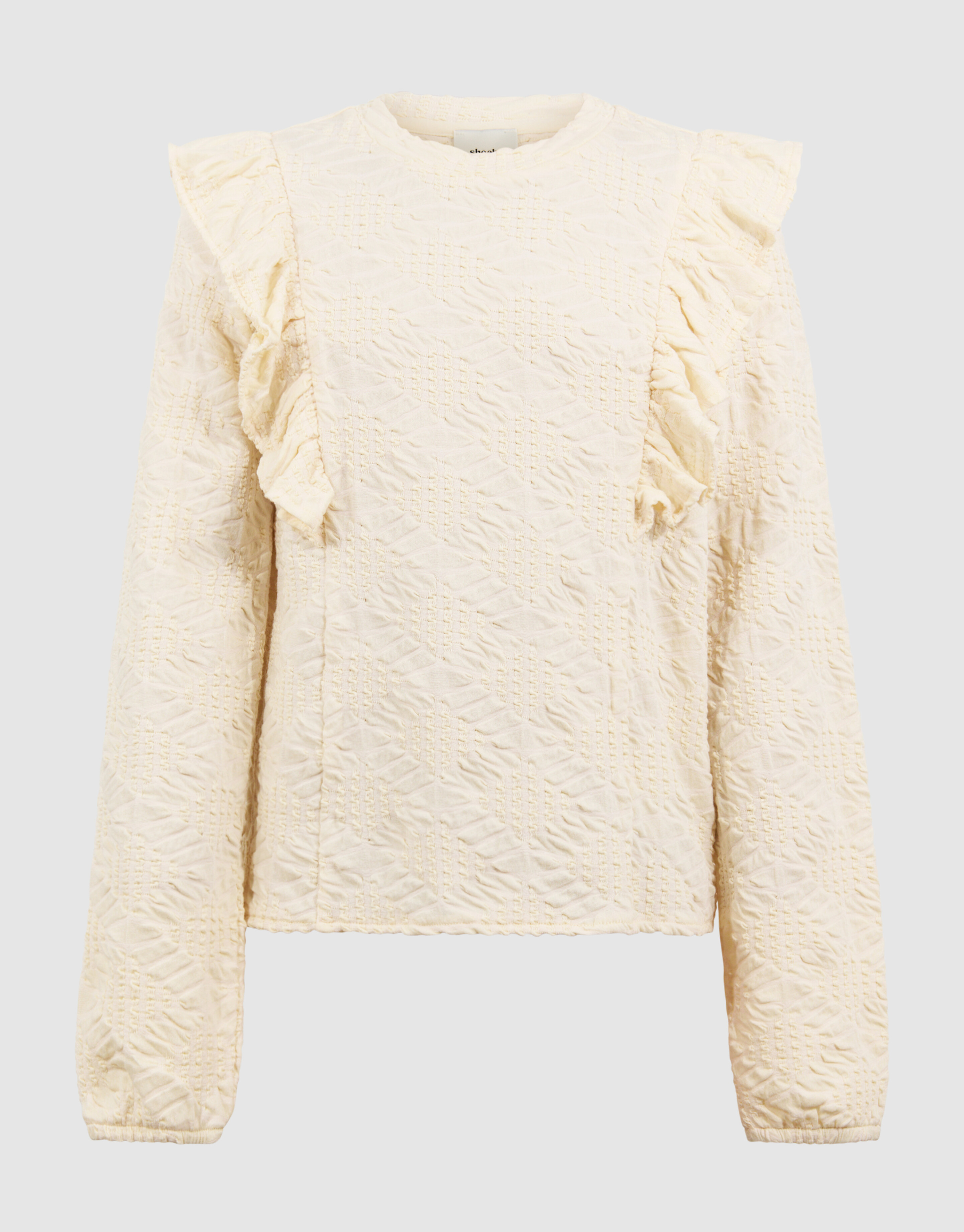 R&uuml;schen-Langarmshirt in gebrochenem Wei&szlig; SHOEBY GIRLS