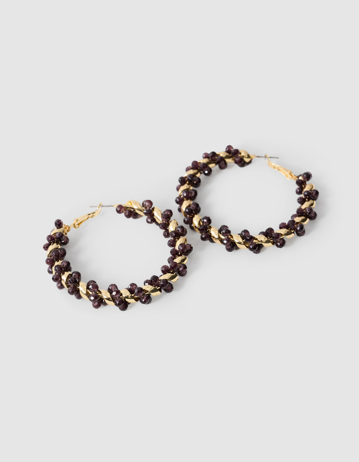 Große Perlenohrringe dunkelviolett SHOEBY ACCESSOIRES