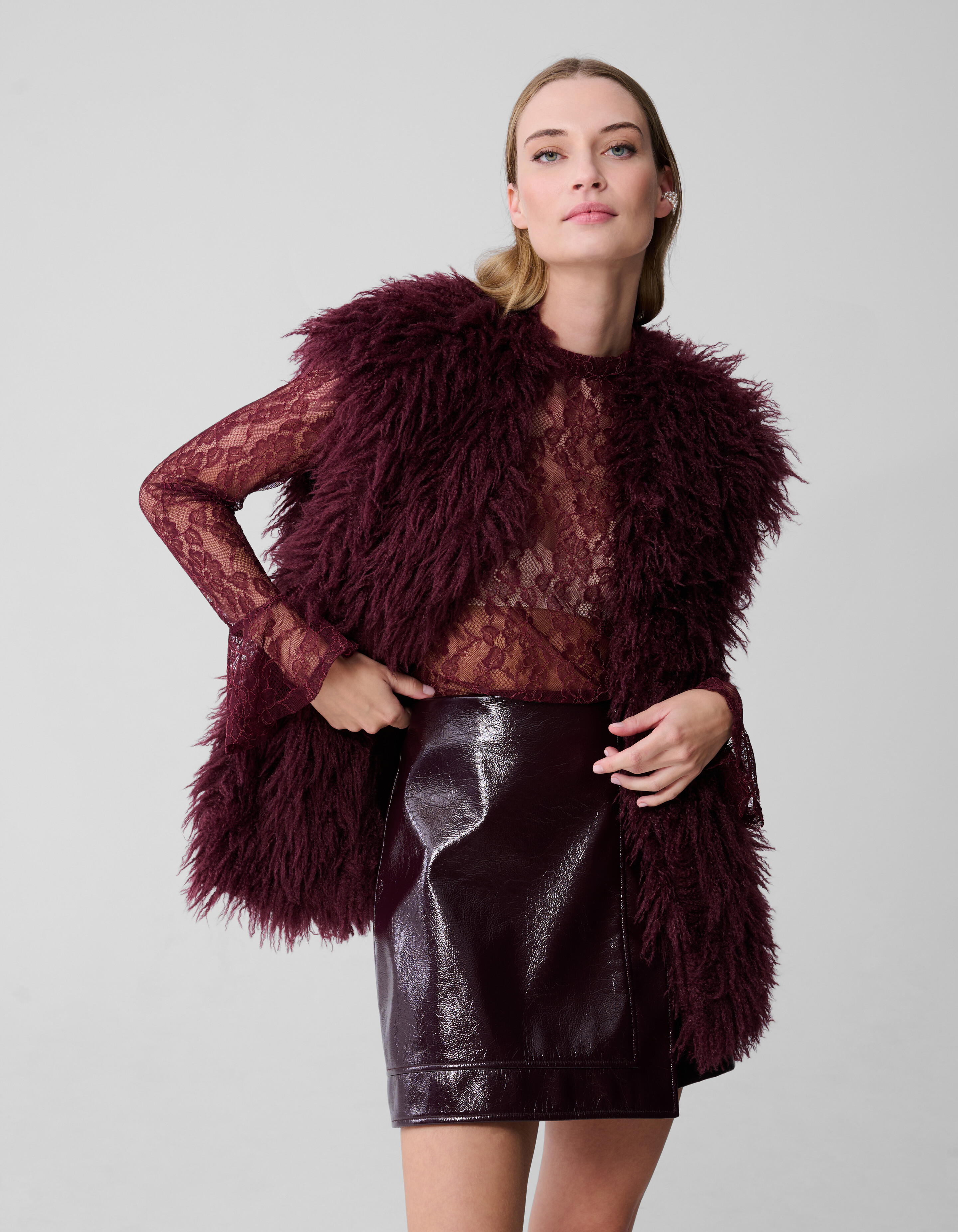 Oversize Teddyweste Dunkelrot SHOEBY WOMEN