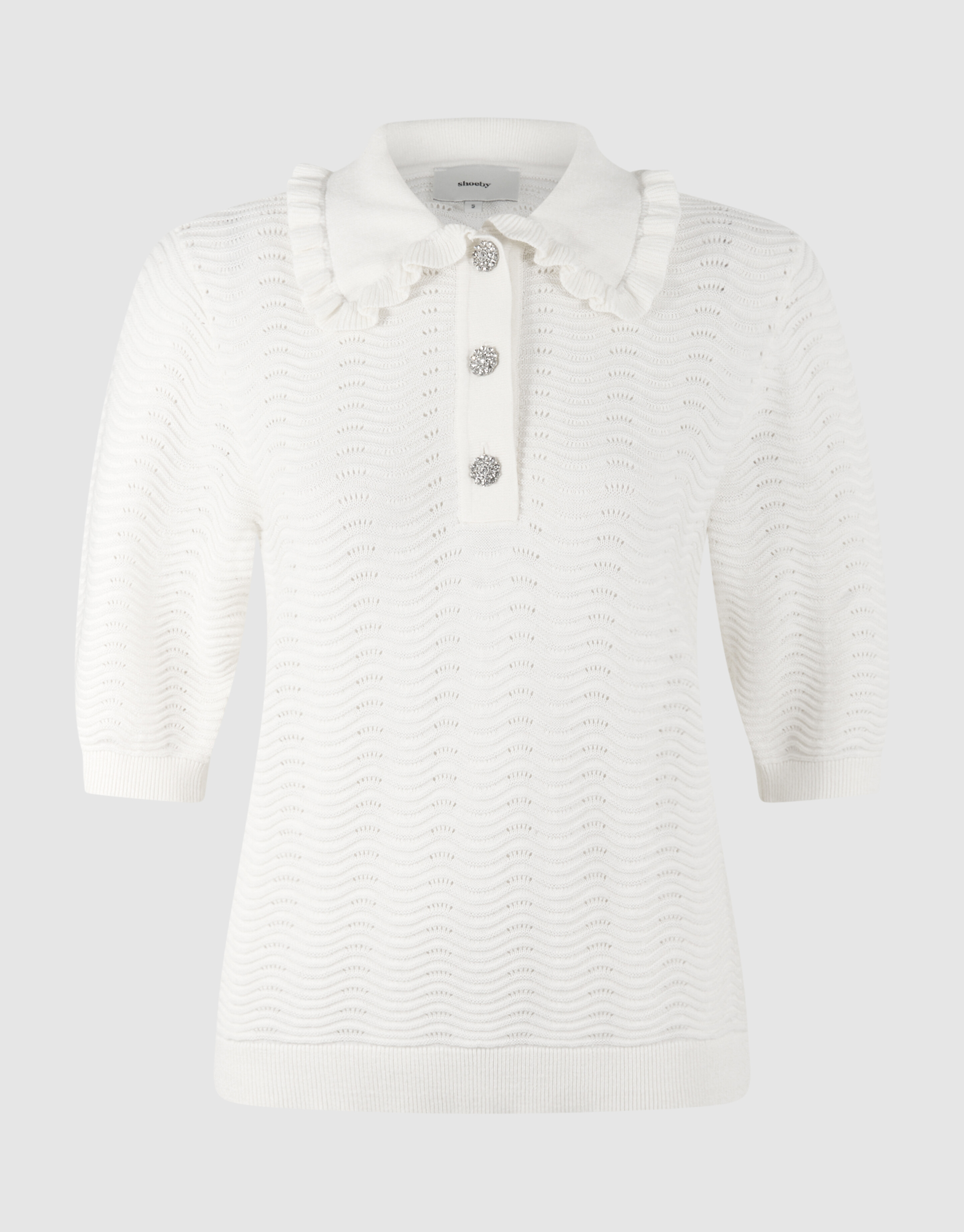 Gestricktes R&uuml;schenshirt Polo Gebrochen Wei&szlig; SHOEBY WOMEN