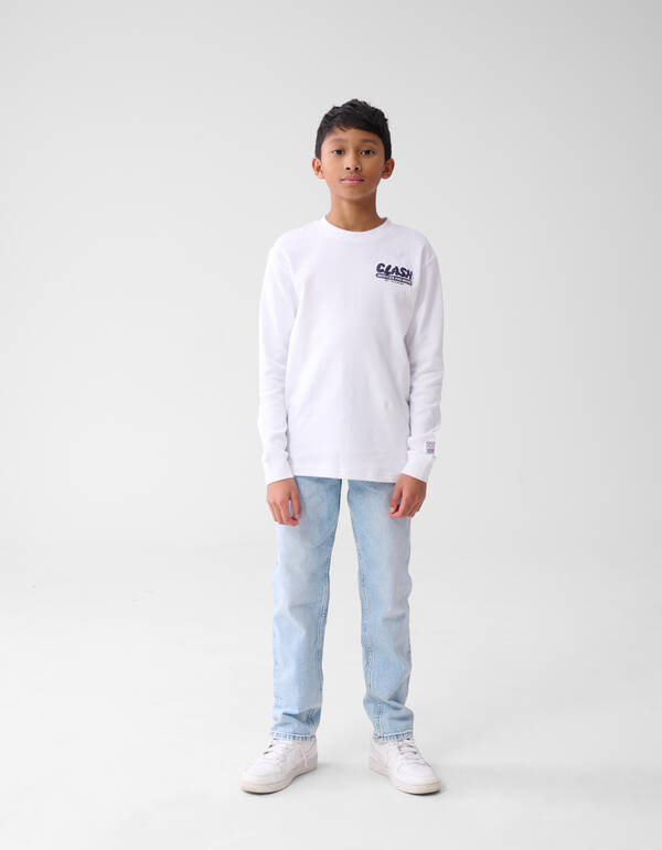 Text-Langarm-T-Shirt Wei&szlig; SHOEBY BOYS