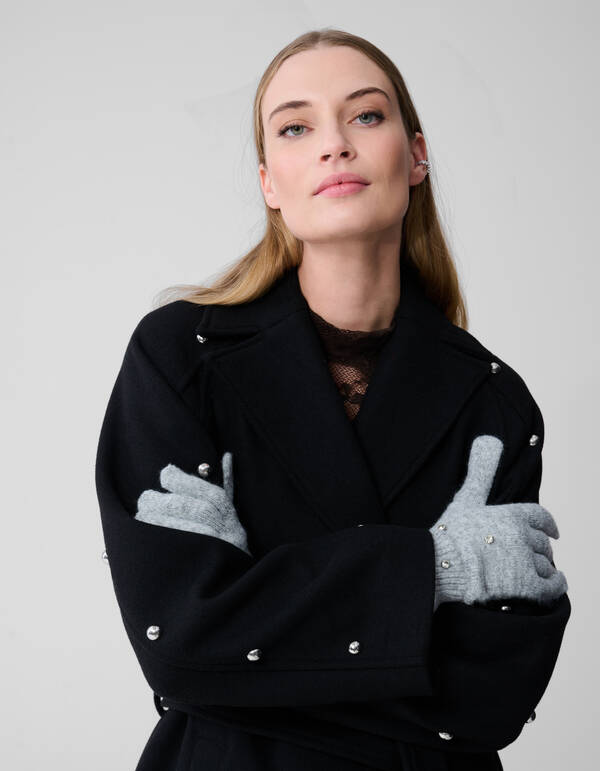 Strass Handschuhe Hellgrau SHOEBY ACCESSOIRES