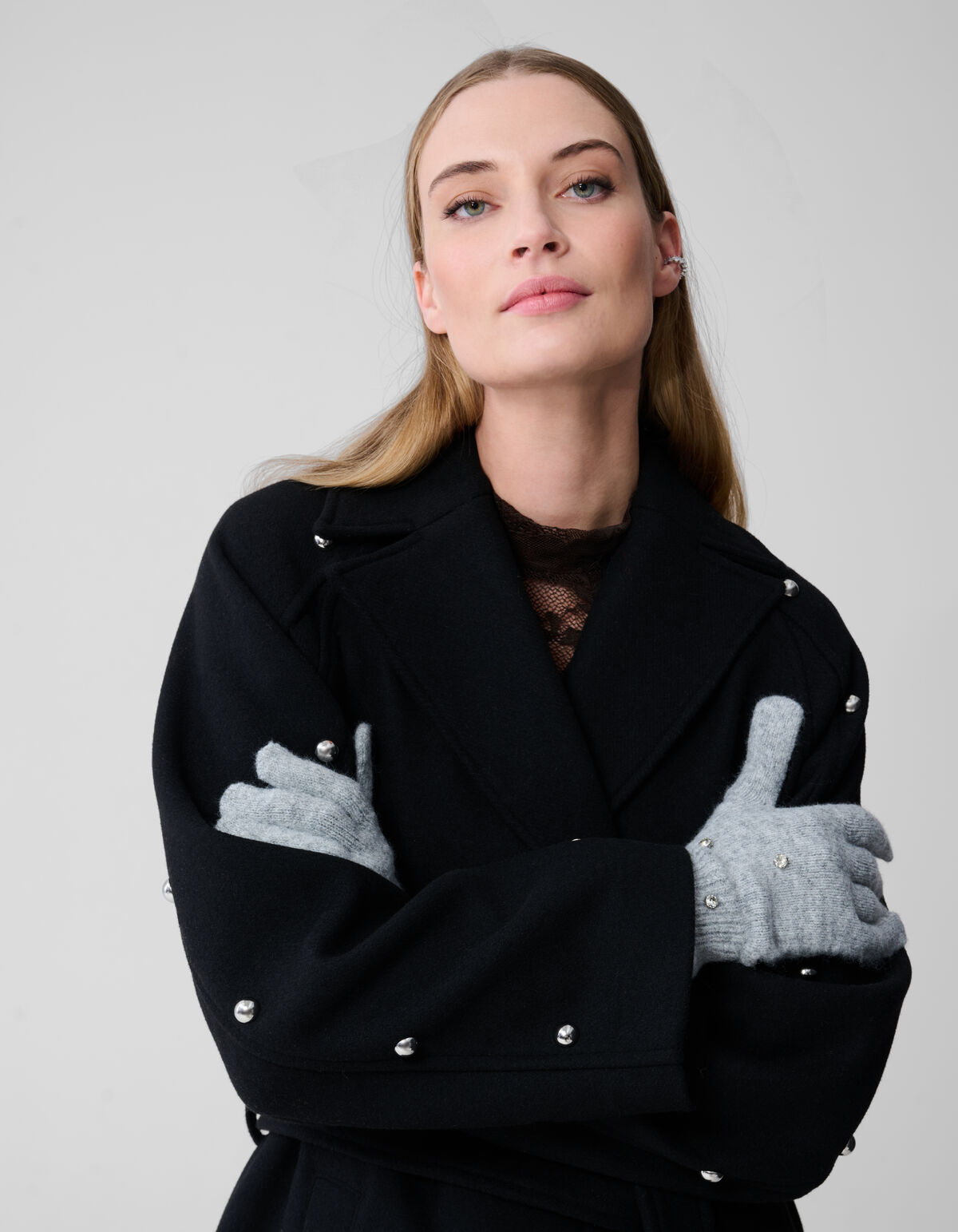 Strass Handschuhe Hellgrau SHOEBY ACCESSOIRES