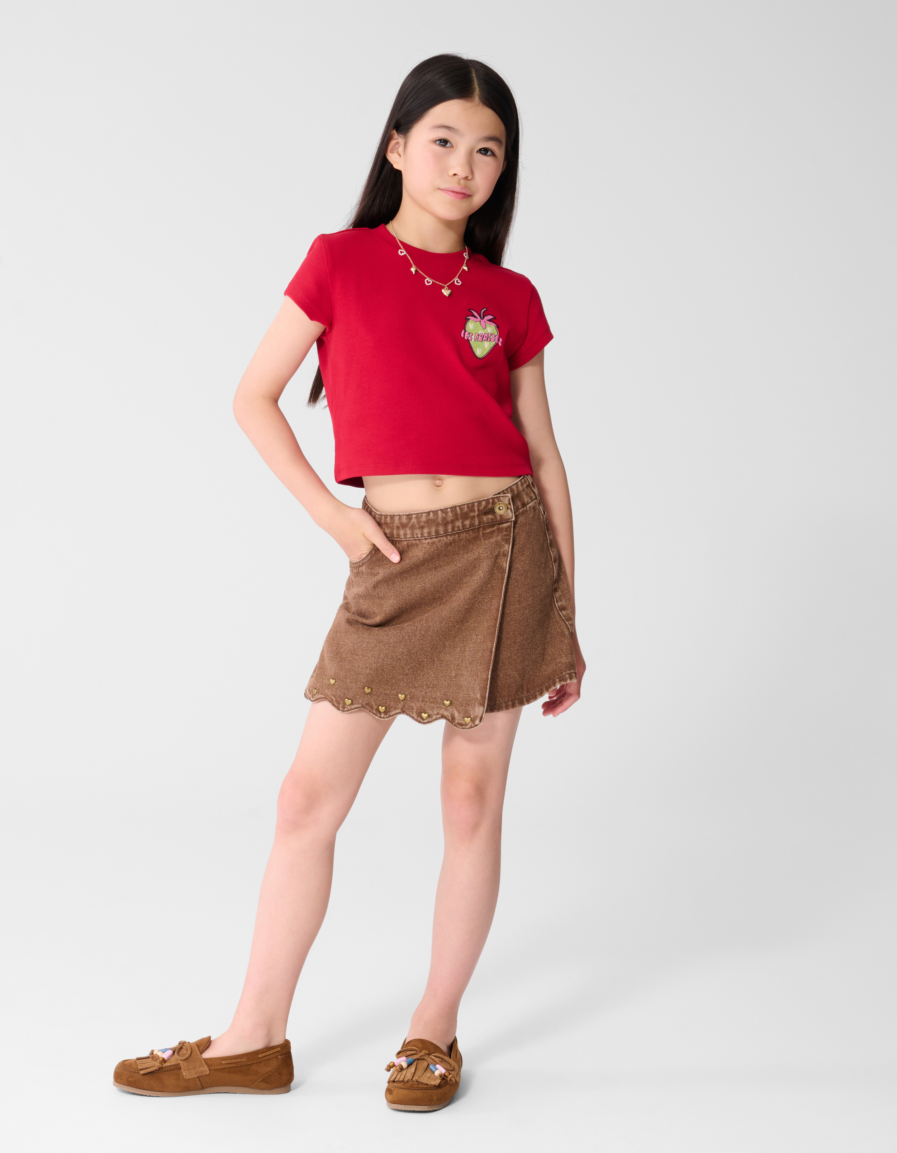 Les Fraises Rib Crop-Top Rot SHOEBY GIRLS