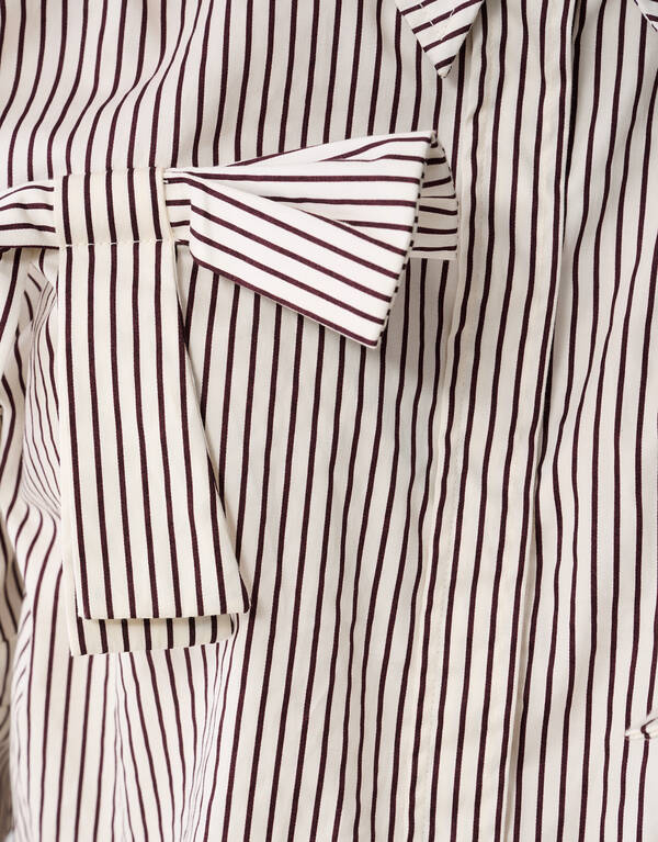 Nadelstreifen-Schleifenbluse Wei&szlig;/Rot SHOEBY WOMEN