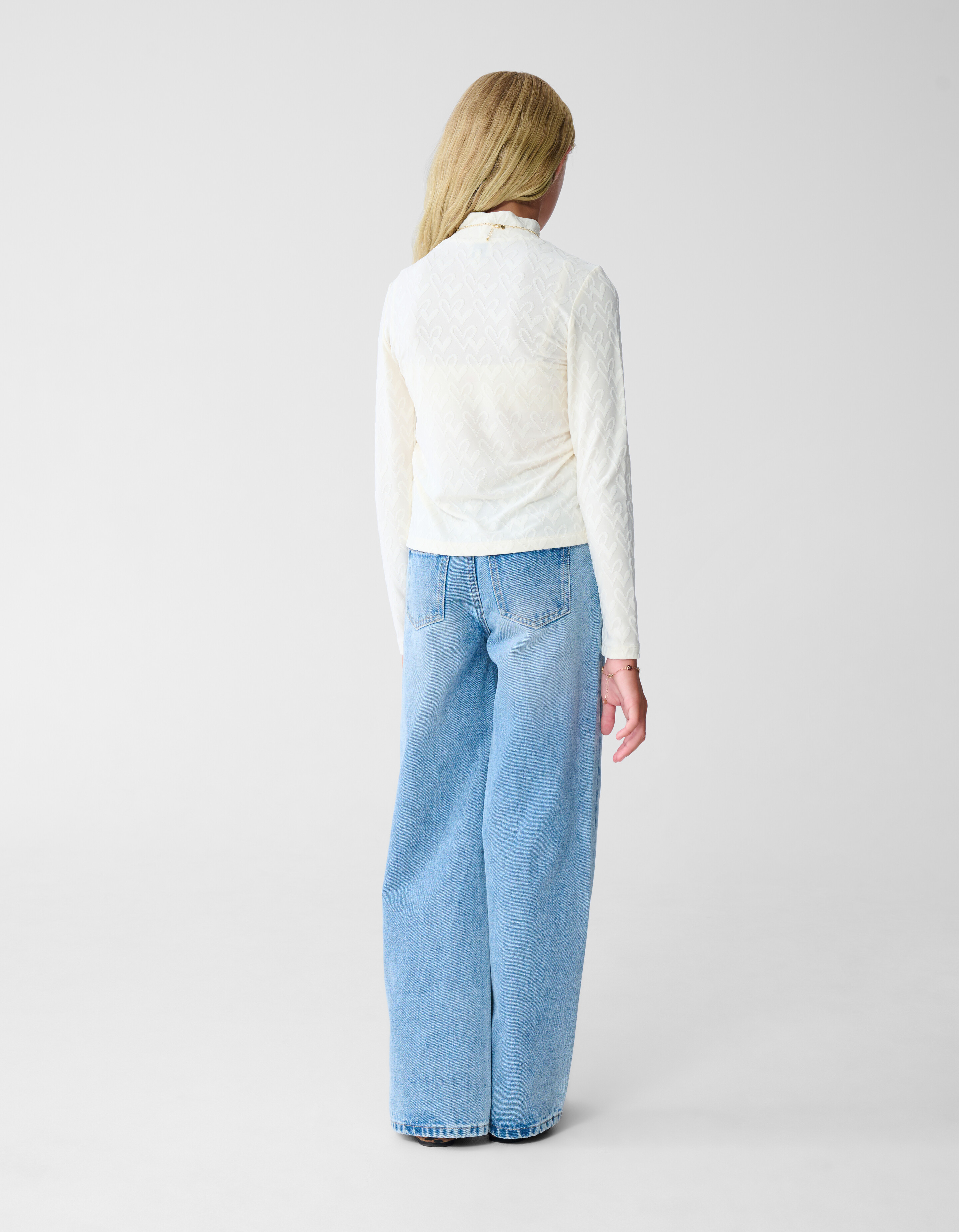 All-Over Heart Longsleeve Top Off-White SHOEBY GIRLS