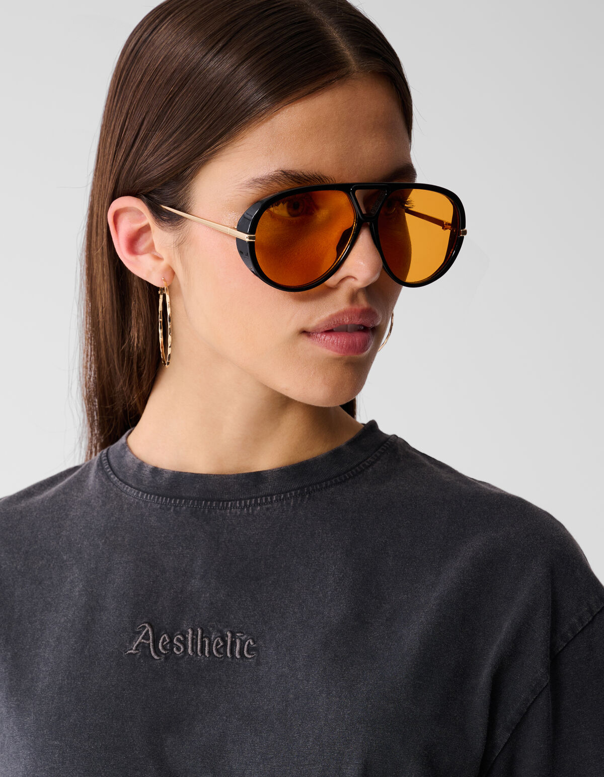 Große Aviator-Sonnenbrille Schwarz SHOEBY ACCESSOIRES