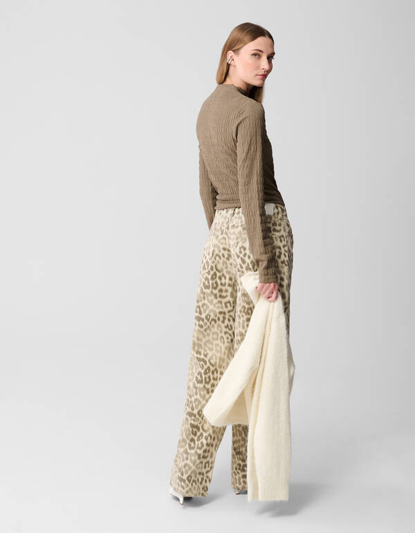 Struktur Langarmshirt Top Khaki SHOEBY WOMEN