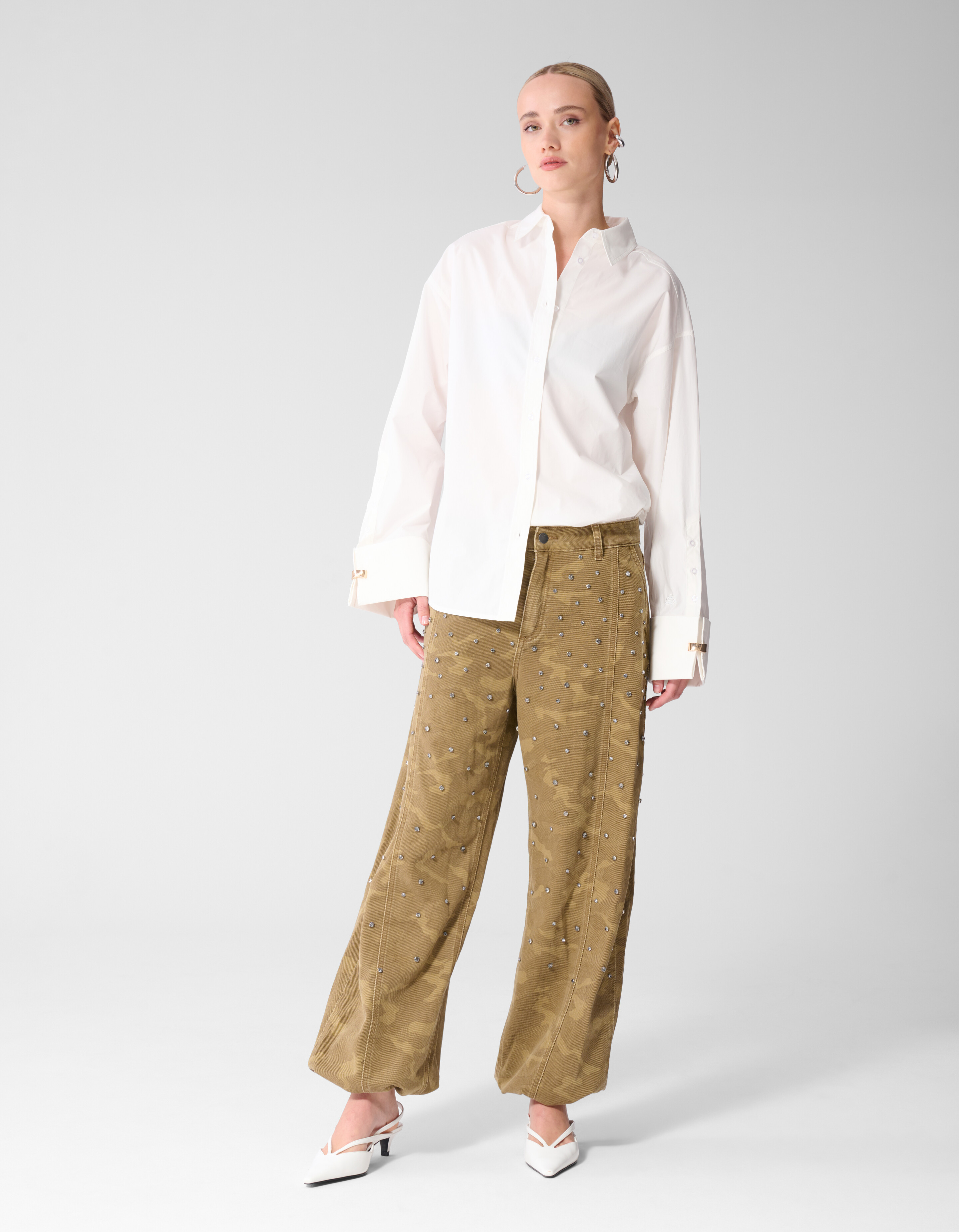 Bluse mit Ringmanschetten Wei&szlig; SHOEBY WOMEN