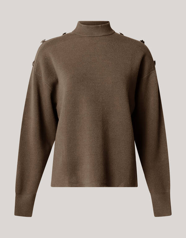 Knopfleiste Pullover Dunkelgr&uuml;n SHOEBY WOMEN