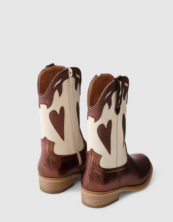 Western Shiny Heart Stiefel Braun SHOEBY SHOES