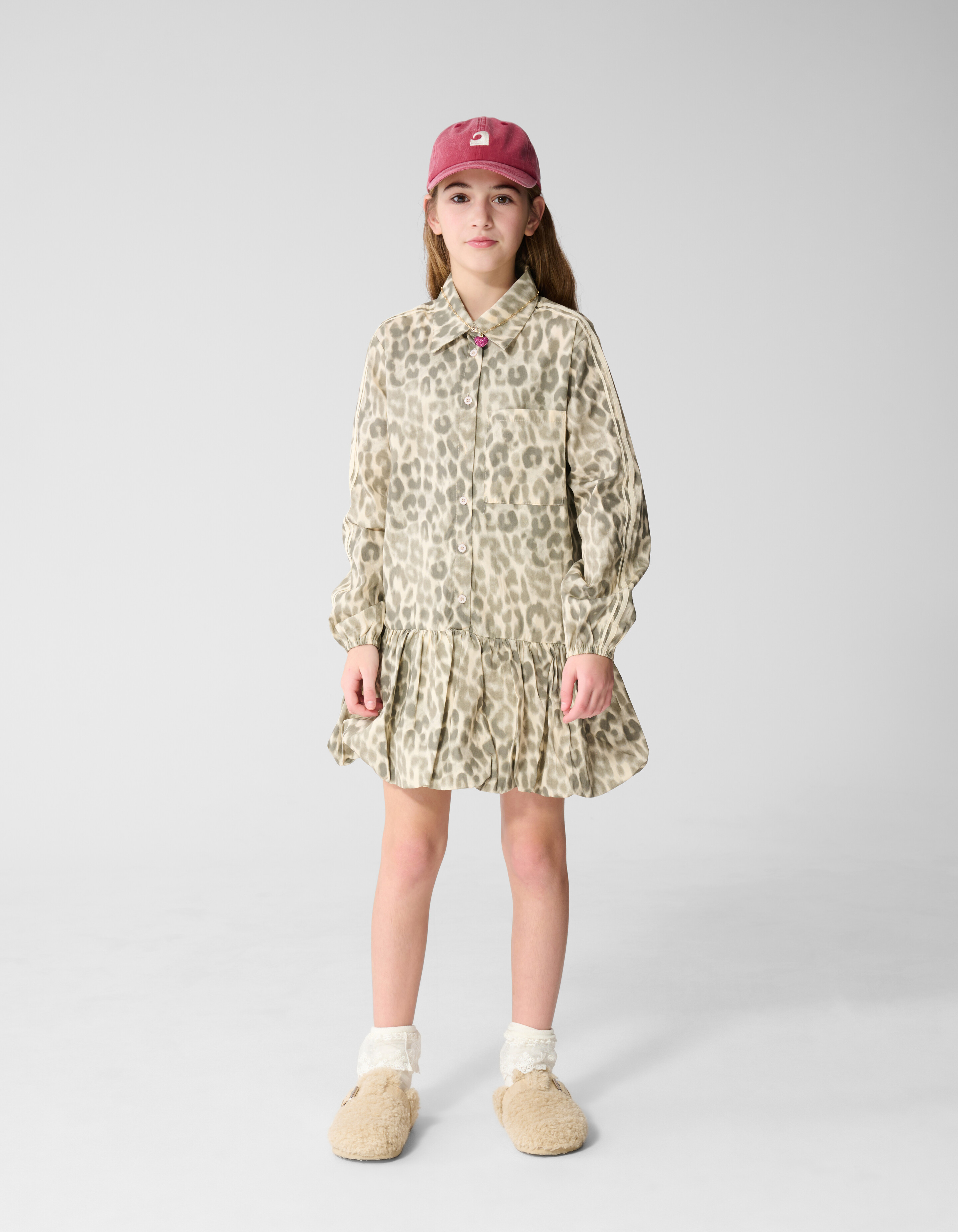 Leopard-Ballon-Minikleid Hellbraun SHOEBY GIRLS