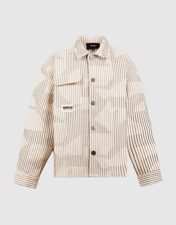 Waffle-Stripe-Overshirt Gebrochen Wei&szlig; SHOEBY BOYS