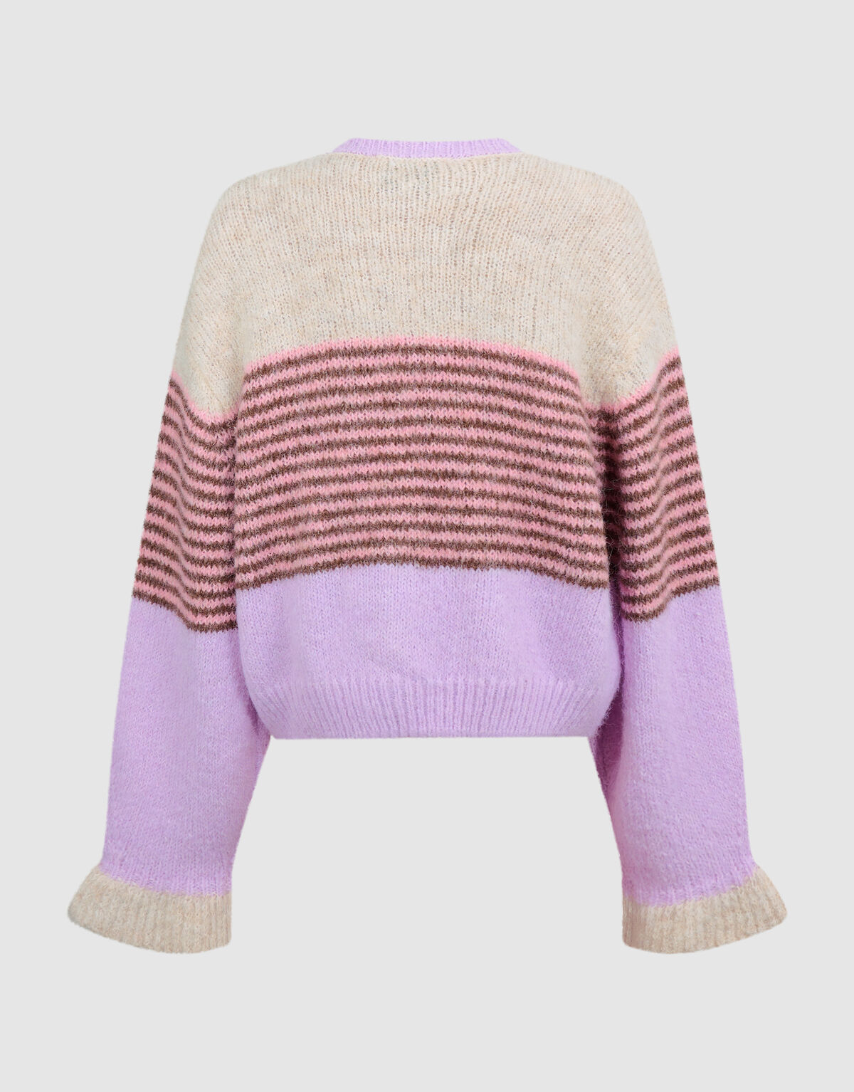Flauschige gestreifte Strickjacke in gebrochenem W SHOEBY GIRLS