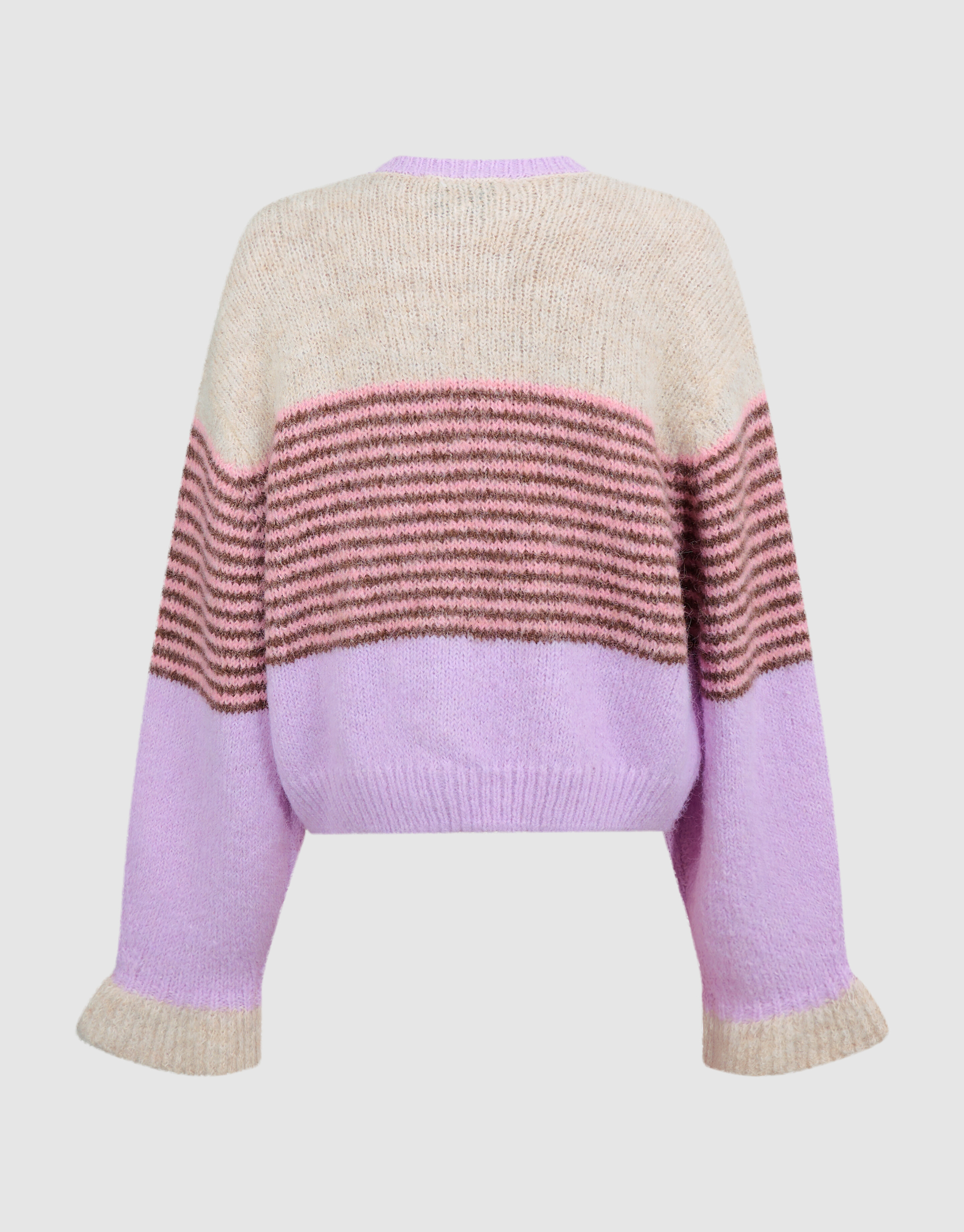 Flauschige gestreifte Strickjacke in gebrochenem W SHOEBY GIRLS