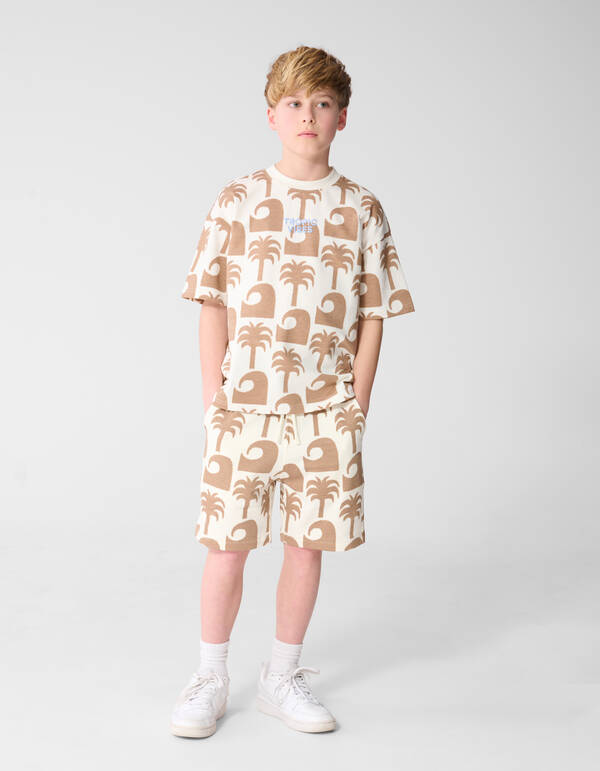 Tropic Vibes Artwork T-Shirt in gebrochenem Wei&szlig; SHOEBY BOYS