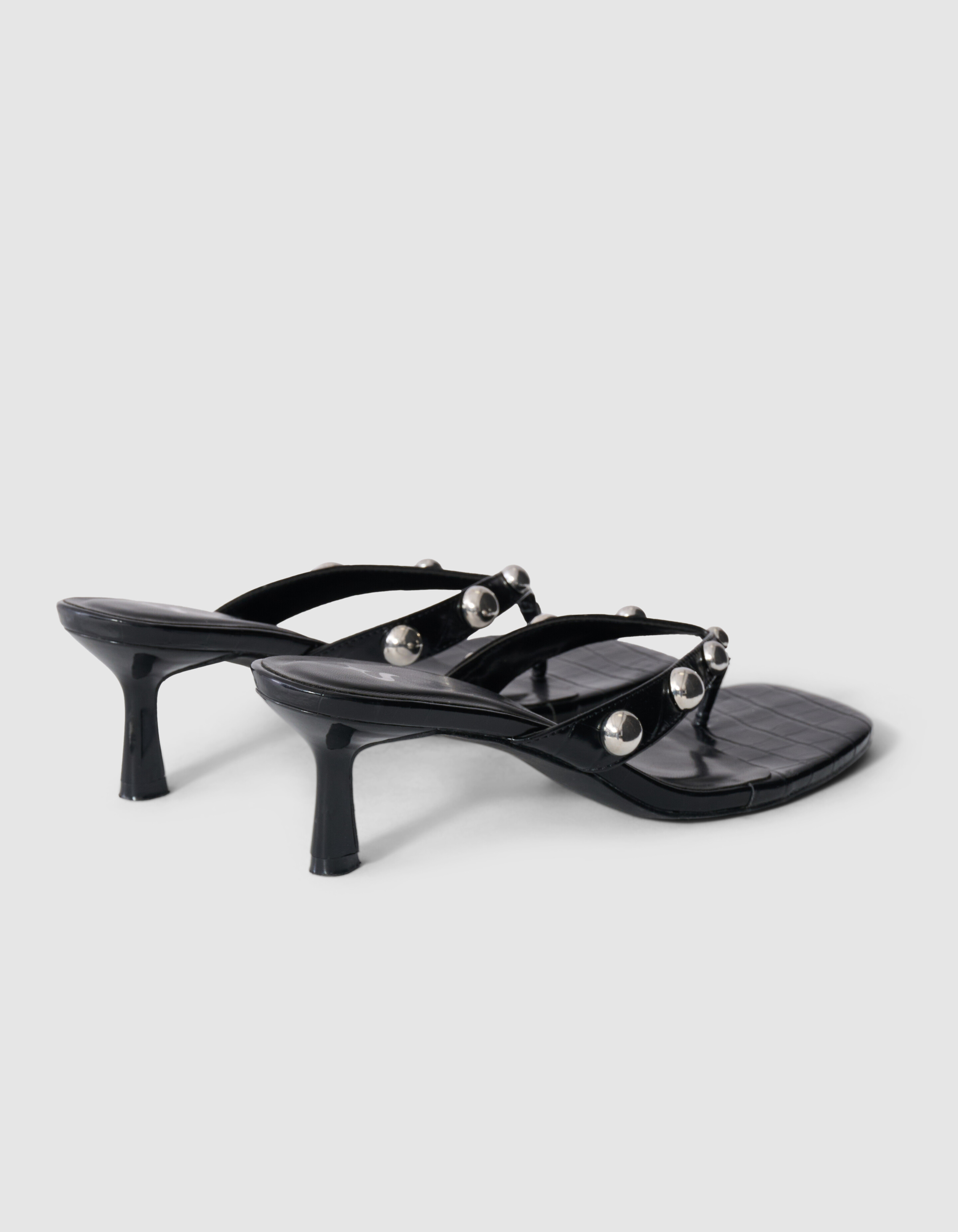 Nieten Slipper Abs&auml;tze Schwarz SHOEBY SHOES