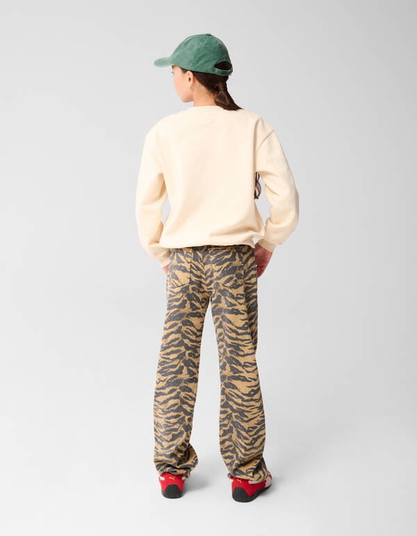 Tiger Kunst Pullover Gebrochen Wei&szlig; SHOEBY GIRLS