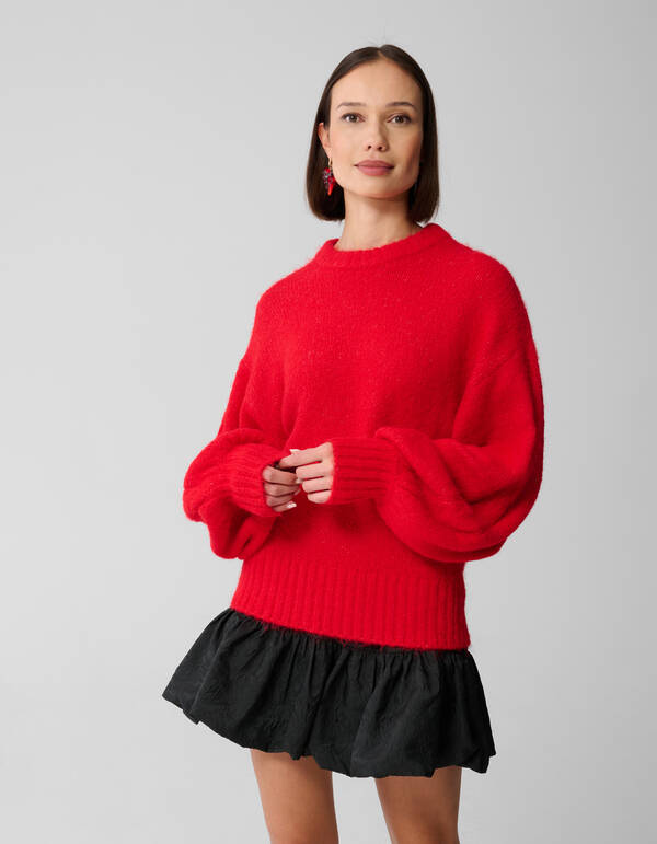 Haariger Oversize Pullover Rot SHOEBY WOMEN