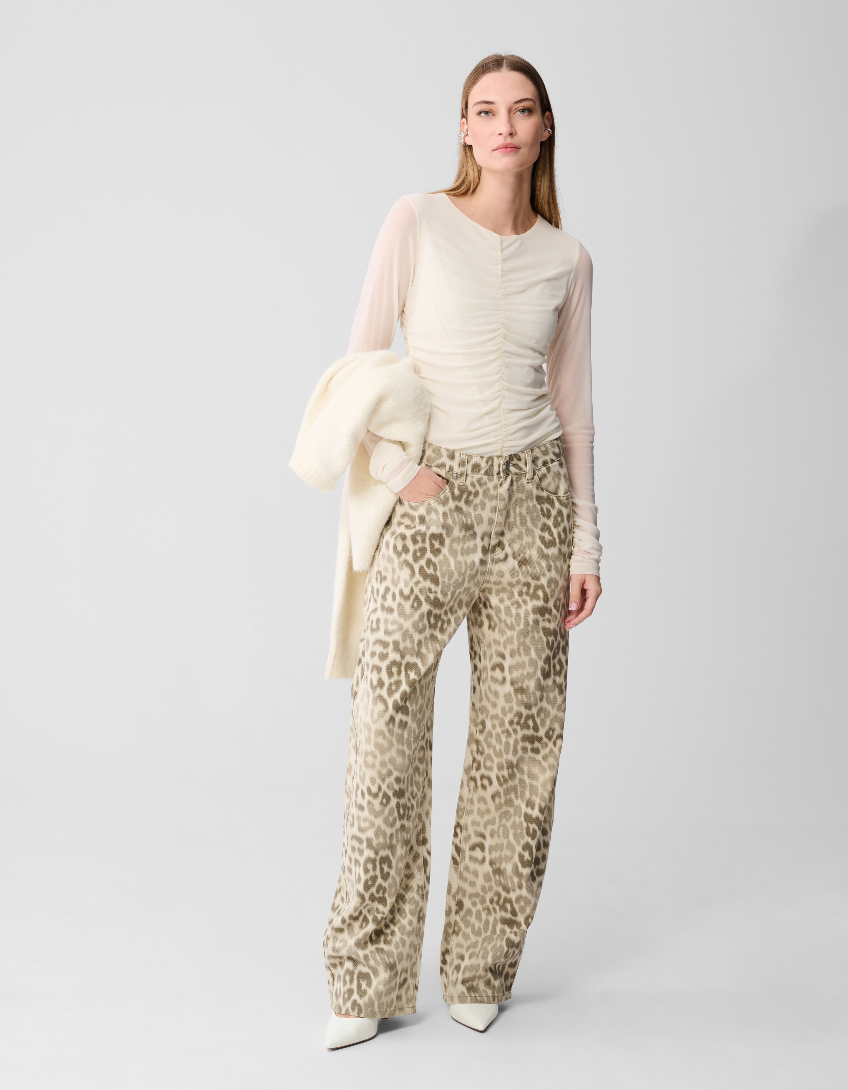 Transparenter Mesh-Top in Cremewei&szlig; SHOEBY WOMEN