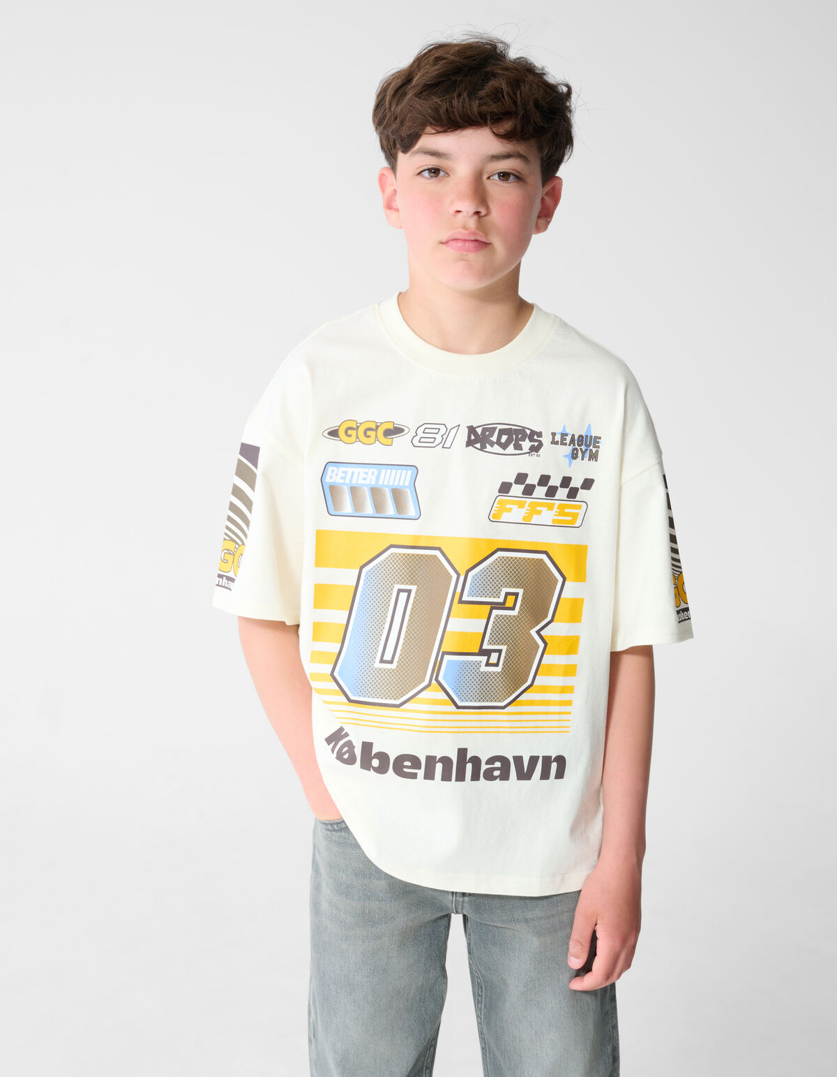 Race Artwork T-Shirt Gebrochen Wei&szlig; SHOEBY BOYS